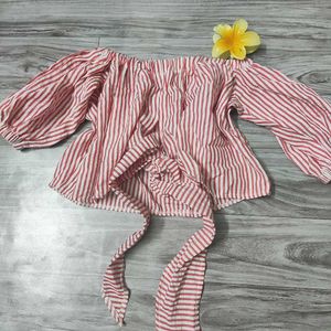 cute cleangirl striped off-shoulder top
