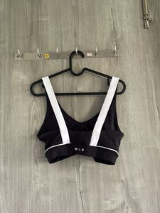 Black Sports Bra with White Trim