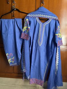 Beautiful Blue Embroidered Farshi Kurta Set