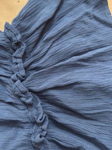 Blue Peplum Puff Sleeve Top
