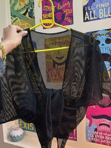 Black Sheer Kimono Cover-Up/ shrug