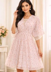 Elegant Floral Print Pleated Dress