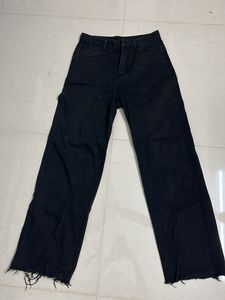 Greyish Black Wide Leg Jeans