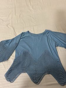 Blue Crochet Detail Top