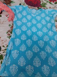 Charming Peach &amp; Blue Kurta Set