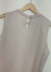 Nude Sparkly V-Neck Sleeveless Top 36 Bust