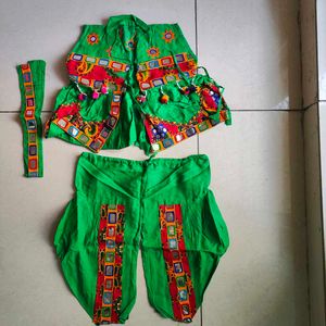 Green Ethnic Mirror Work boys Set