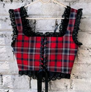 Red Plaid Corset Top