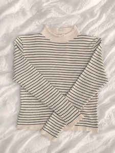 Real Newme Striped Mock Neck Long Sleeve Top🌷