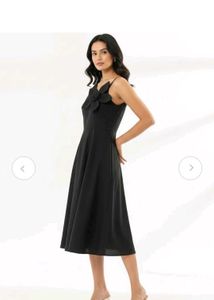 cotton Black Midi Slip Dress