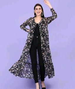 Floral Print Long Shrug/Kurta