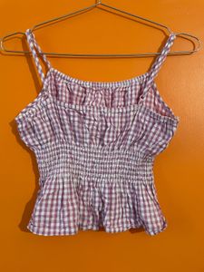 Chic Gingham Smocked Cami Top