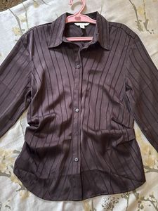 H&M Satin Striped Button-Up Shirt