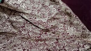 Rose Red Saree With Silver Border