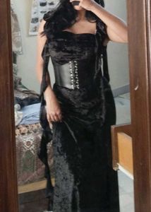Black Velvet Ruffle Dress