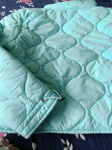 Baby Blue Quilted Bomber Jacket