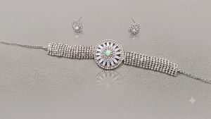 Stunning Crystal &amp; Opal Choker and Earring Set
