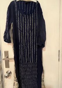 Beautiful Blue Beige Printed Kurta In XL Size