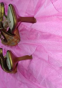 FLOWER EMBROIDED SLING BACK HEELS