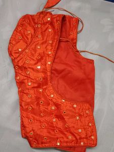 Orange Mirror Work Blouse