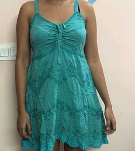 Beautiful Teal Embroidered Dress