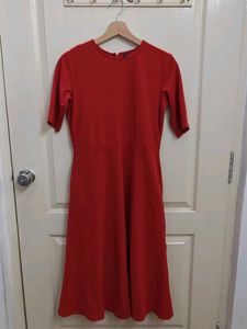 Chic Red A-Line Midi Dress