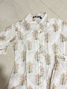 Elegant White Floral Print Co-ord Set
