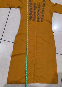 Mustard Yellow Embroidered Kurta