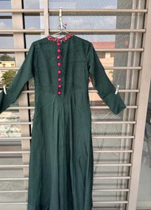 Elegant Embroidered Green Maxi Dress