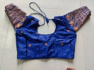 Embroidered Blue Saree Blouse