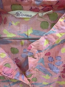 Pink Floral Print Button-Up Top
