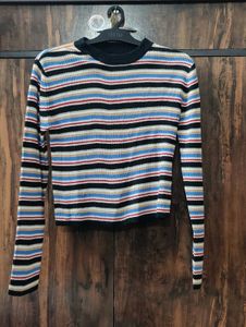 Striped Long Sleeve Crop Top
