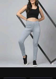 beautiful silver slim fit pant for women