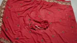 Elegant Red Embellished Saree