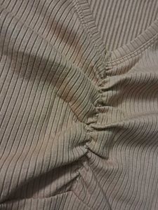 Ribbed Ruched V-Neck Top