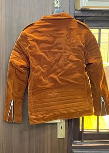 Men's Brown Velvet Biker Jacket