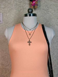 H&amp;M Ribbed Peach Bodycon Mini Dress