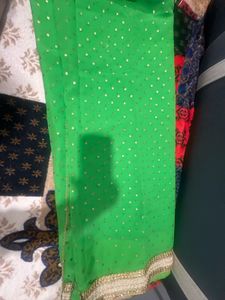Elegant Green &amp; Gold Embroidered Saree