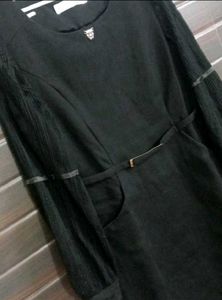 Chic Black Midi Dress with Unique Sleeves