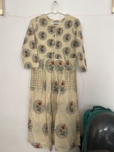 Beige Printed Kurta with pant