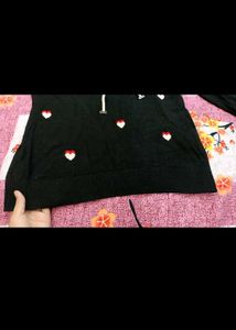 Heart Print Black Sweater