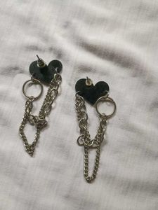 y2k gothic grunge black heart Chain Earrings