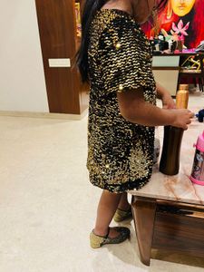 Zara Party Wear Sequince Dress (golden)