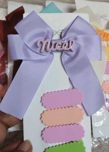 Cute "Nice" Hair Bow Clip Set