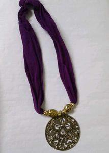 Boho Fabric Necklace with Pendant