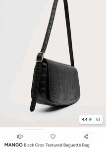 Mango Black Croc Textured Bag