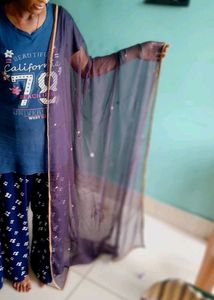 Elegant blue suit material  with Gold Motifs