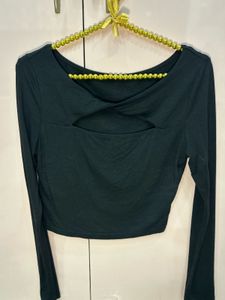 Chic Black Cut-Out Long Sleeve Top