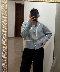 Light Blue Cable Knit cardigan