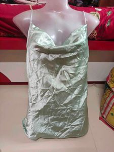 Satin Slip Dress - Mint Green